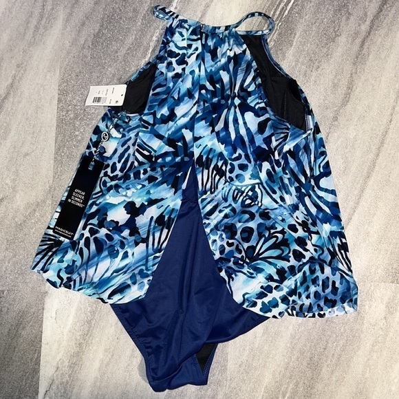 One piece Magicsuit Blue Tide Aubrey High Neck blue animal print Swimsuit size 8 - Picture 7 of 8